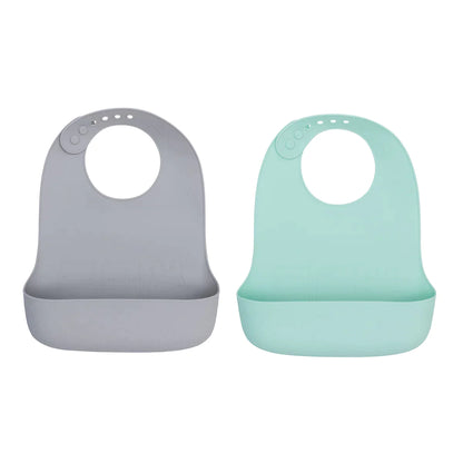 Baberos de silicona Menta Gris pack de 2