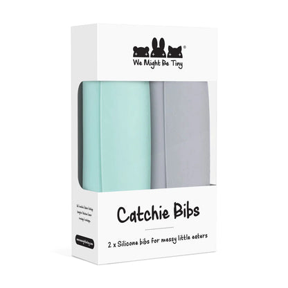 Baberos de silicona Menta Gris pack de 2