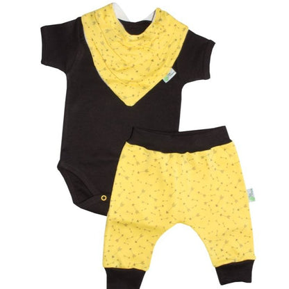 Conjunto Body con Bombacho y Babero Moro Amarillo