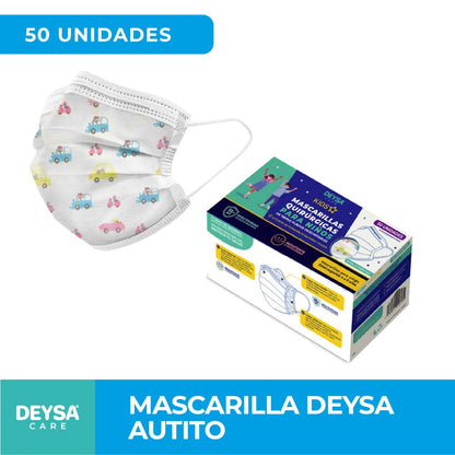 Mascarilla Desechable Niños Autito