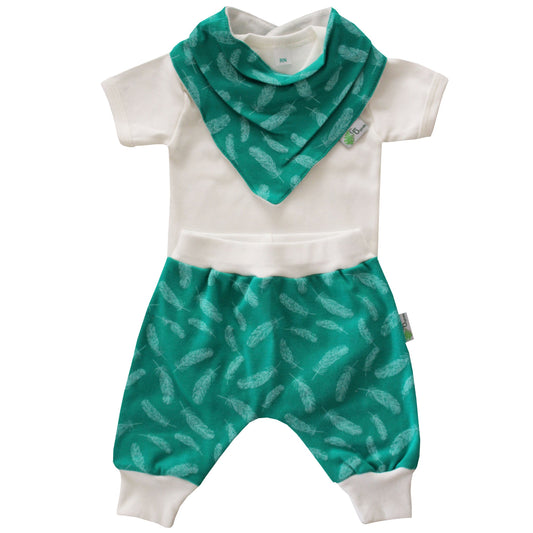 Conjunto Body con Bombacho y Babero Verde